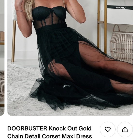NWOT ⭐️Knock Out Gold Chain Corset Maxi Dress - Picture 12 of 12